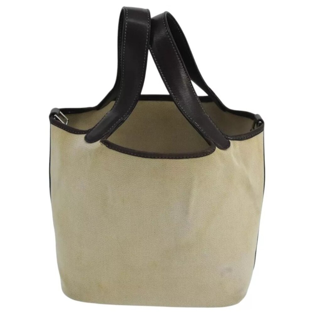 HERMES Picotan PM Hand Bag Canvas Beige Auth - Picture 3 of 14